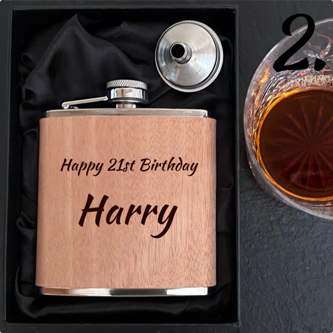 Personalised Hip Flask Brown