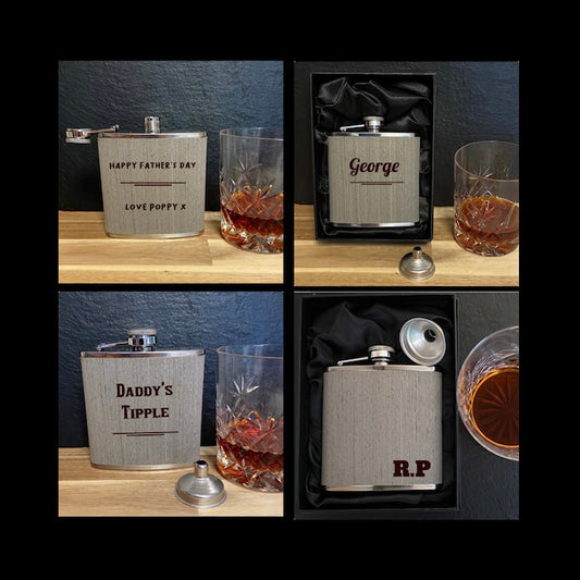 Personalised Hip Flask Grey