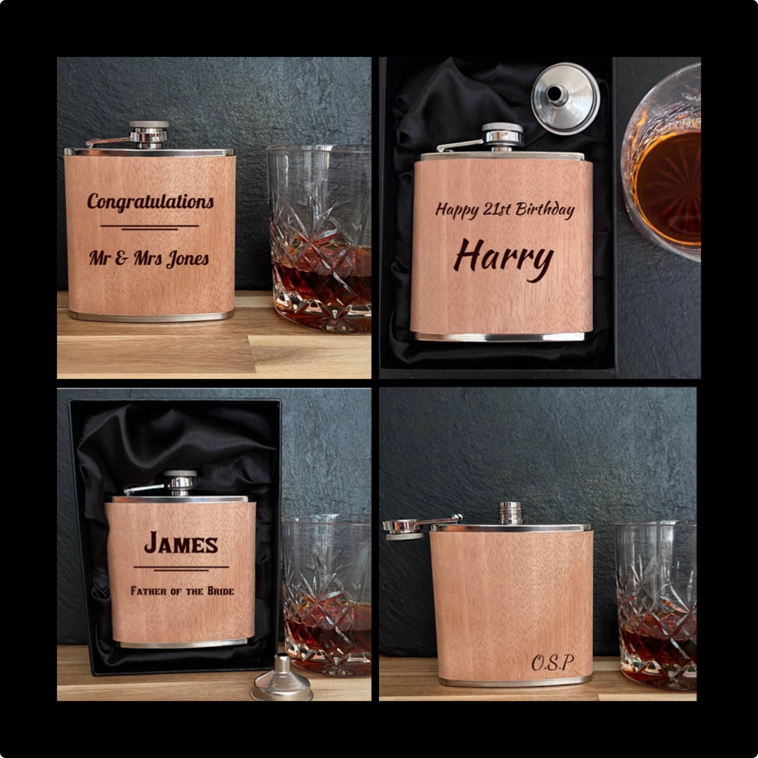 Personalised Hip Flask Brown