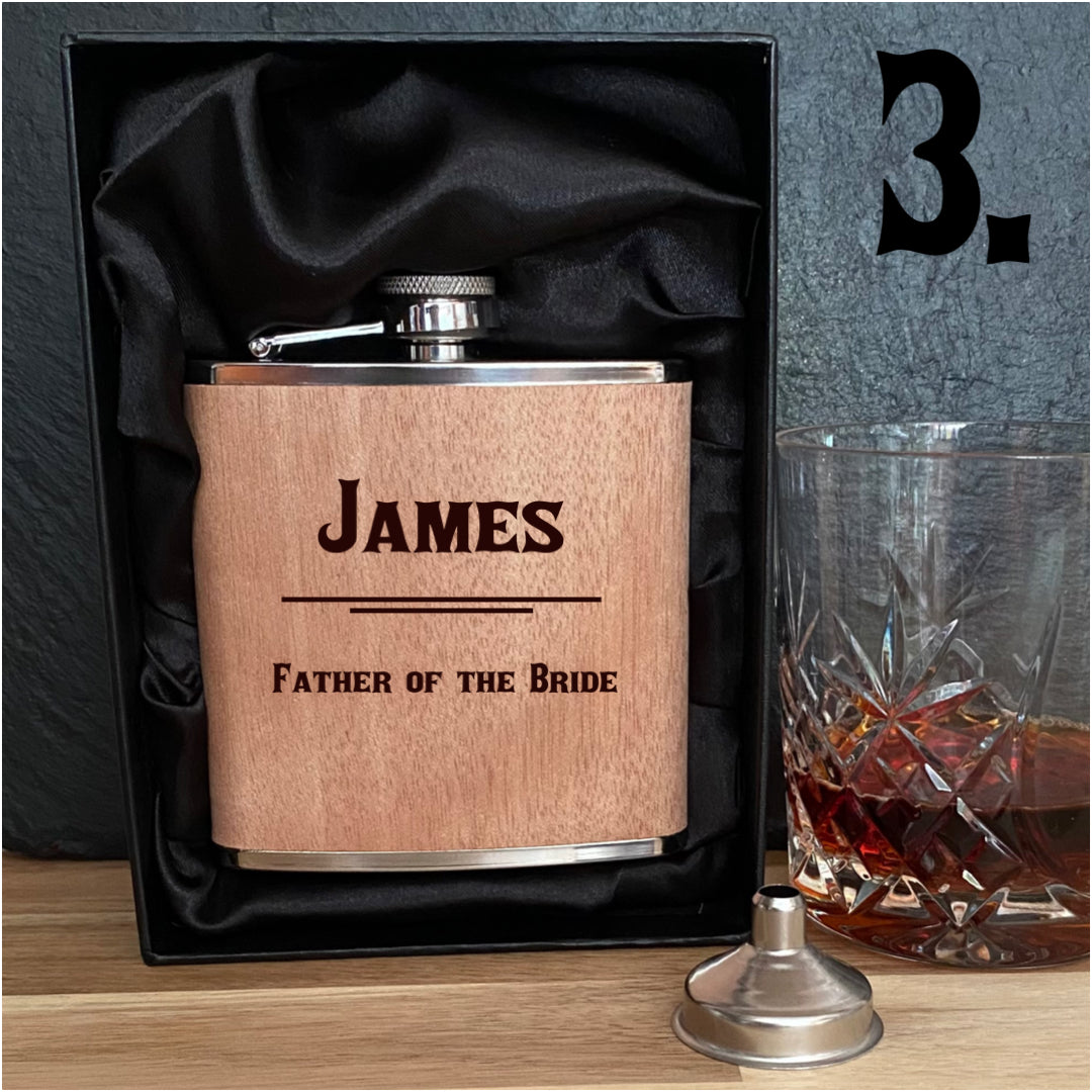 Personalised Hip Flask Brown