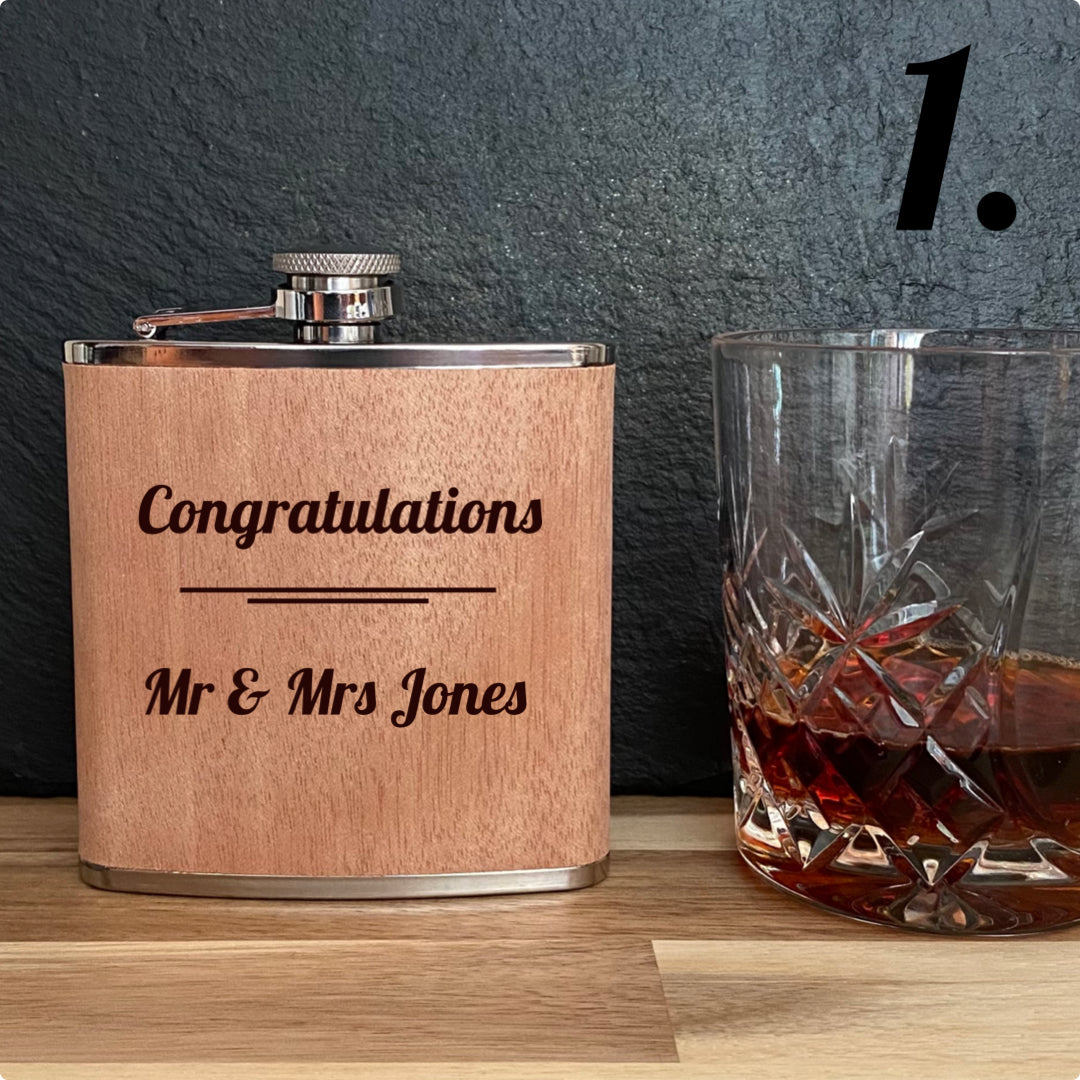 Personalised Hip Flask Brown