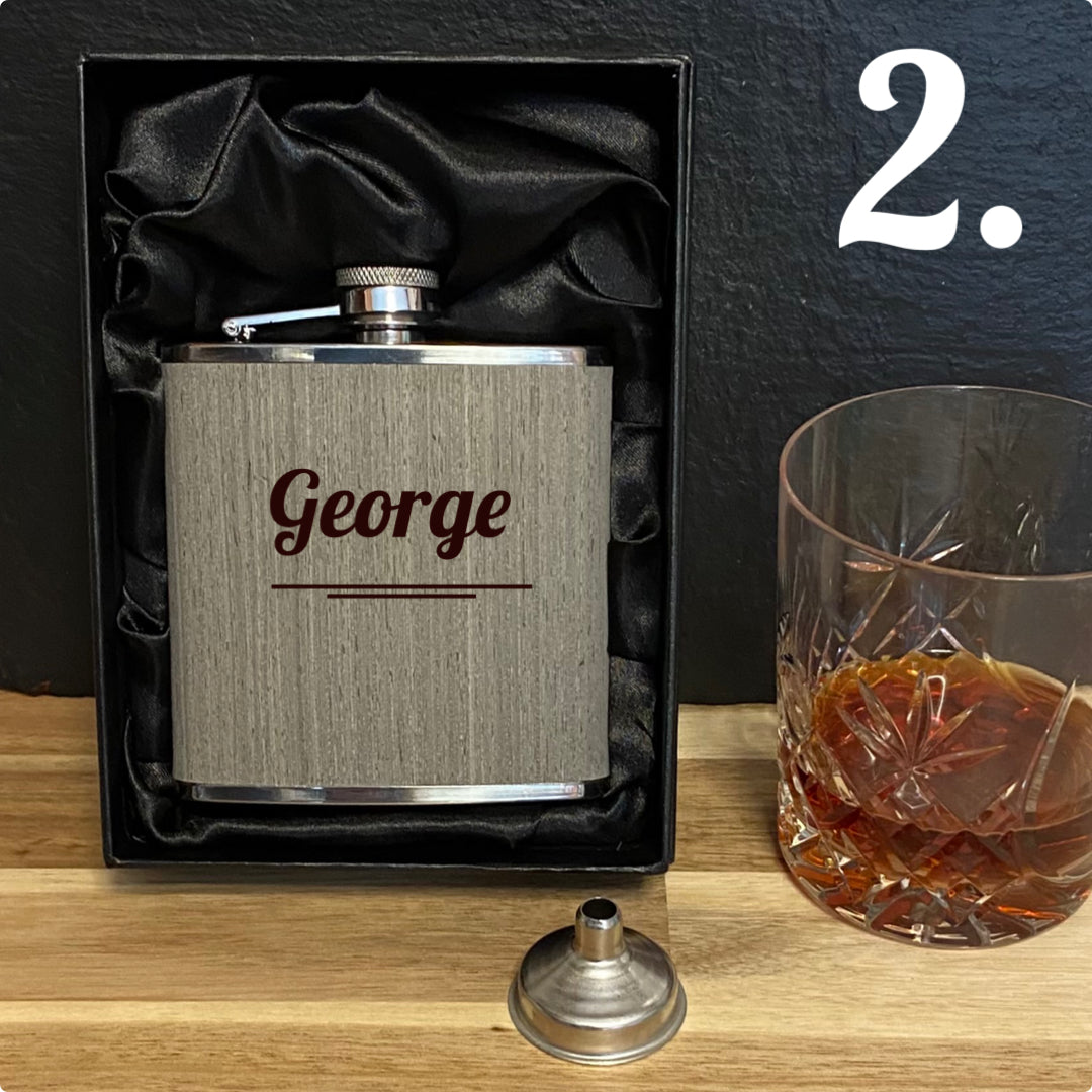 Personalised Hip Flask Grey